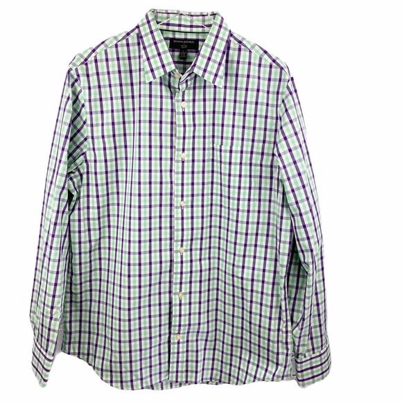 Banana Republic Plaid Checkered Button Down Large - Picture 1 of 7